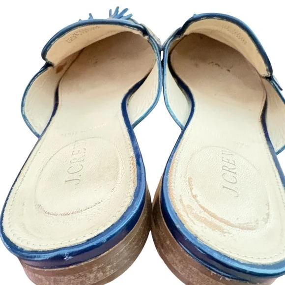 shoes J. CREW 8 navy leather mules slip-ons tassels - Picture 8 of 14